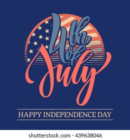 Fourth of July USA Independence Day greeting card. 4 July America celebration wallpaper. Independence national holiday US flag card design.
