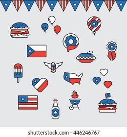Fourth of July USA Independence Day Vector Icons