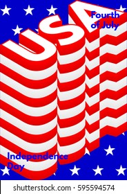 Fourth of July, USA Independence Day modern poster. Vector, isolated, eps 10.