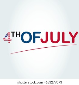 Fourth of July USA Independence Day greeting card. 4 July America celebration wallpaper. Independence national holiday US flag card design.