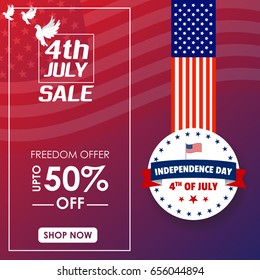 Fourth of July USA Independence day sale banner template vector illustration, Creative design for america's independence day promotions and offers.