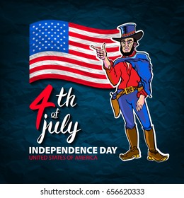 Fourth of July USA Independence Day greeting card. 4 th of July. United States of America celebration wallpaper. national holiday US flag card design. art