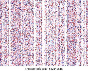 Fourth of July vector background with vertical lines of red and blue stars on white background. USA Independence Day pattern in American flag colors. Holiday graphic design for President Day.