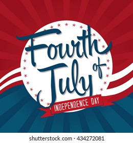 Fourth of July Vector Illustration with Badge and Stars.