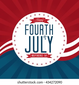Fourth of July Vector Illustration with Badge and Stars.