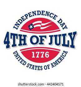 Fourth of July vintage label commemorating United States Independence in 1776.