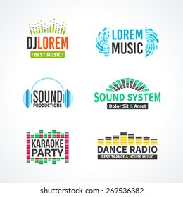 Fourth music equalizer emblem elements set separated