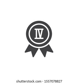 Fourth place medal badge vector icon. filled flat sign for mobile concept and web design. glyph icon. Symbol, logo illustration. Vector graphics