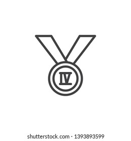 Fourth place medal vector icon. filled flat sign for mobile concept and web design. 4st place award ribbon glyph icon. Symbol, logo illustration. Pixel perfect vector graphics