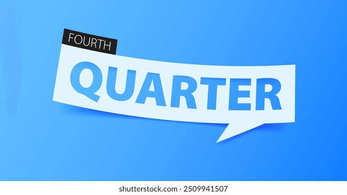 Cabeçalho ou design do modelo de banner do QUARTO TRIMESTRE para manchetes de artigos ou notícias relacionadas a negócios financeiros, bancos ou mercado de ações. Banner isolado sobre fundo azul. Ilustração vetorial.