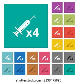 Vierte Impfstoffdosis mehrfarbige flache Symbole auf einfarbigem Hintergrund. Weiße und dunklere Icon-Variationen für Hover oder aktive Effekte.