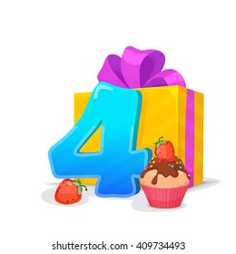 Fourth year Happy birthday card for child