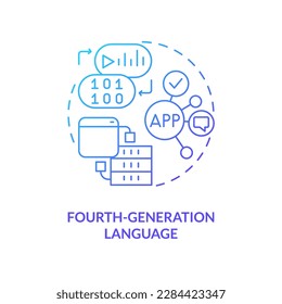 Fourth-generation programming language blue gradient concept icon. Building for specific purpose abstract idea thin line illustration. Evolution. Isolated outline drawing. Myriad Pro-Bold font used