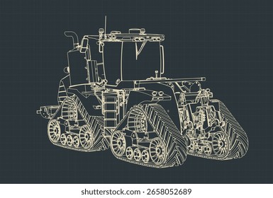 Modelo de tractor moderno de cuatro pistas Ilustración vectorial estilizada