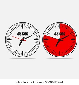 Fourty Eight Seconds Clock on grey background. Two options. EPS 10 vector