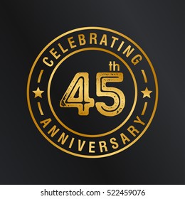 Fourty Five years anniversary celebration logotype. 45th year anniversary logo collection. Anniversary label. Anniversary logo template. Anniversary sign. Vector Illustration