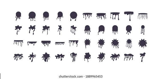 fourty forms drips inks blots monochrome flat style icons vector illustration design