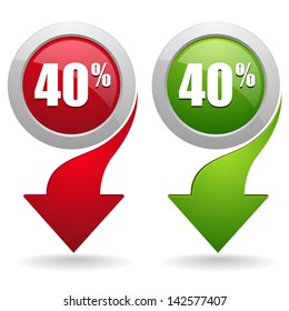 Fourty percent discount button with arrow