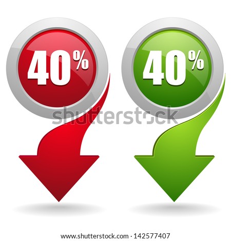 Fourty percent discount button with arrow