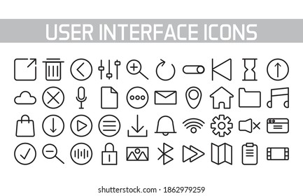 fourty of user interface set line style icons vector illustration design