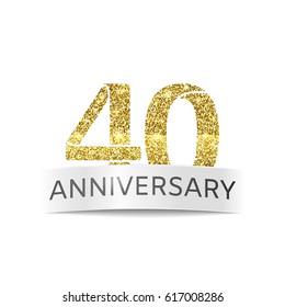 Fourty year anniversary. The flag of the 40th birthday golden glitter color
