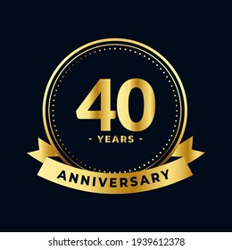 Fourty Years Anniversary Celebration Gold and Black Isolated Vector