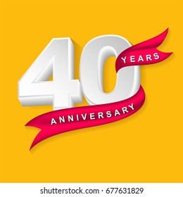 Fourty Years Anniversary Emblem Design Template Stock Vector (Royalty ...