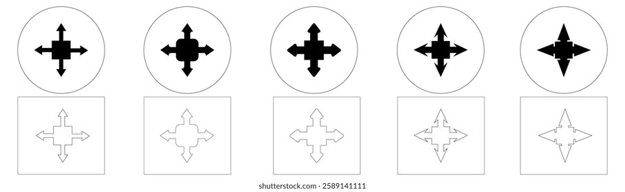four-way arrow black illustration vector