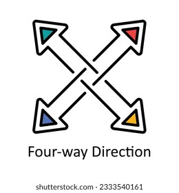 Four-way Direction Filled Outline Icon Design illustration. Map and Navigation Symbol on White background EPS 10 File