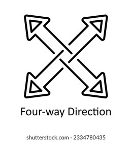 Four-way Direction Outline Icon Design illustration. Map and Navigation Symbol on White background EPS 10 File