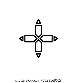 A four-way directional button icon, typically used in navigation or control panels for selecting or moving in four directions.