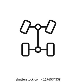 Four-wheel drive car axles vector icon. Automotive parts, repair and service symbol.