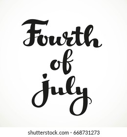 Fouth of july calligraphic inscription on a white background