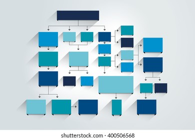 Fowchart. Blue Colored shadows scheme.