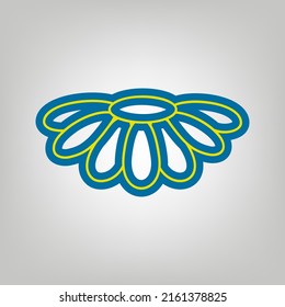 Fower Chamomile sign illustration. Icon in colors of Ukraine flag (yellow, blue) at gray Background. Illustration.