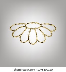 Fower Chamomile sign illustration. Vector. Blackish icon with golden stars at grayish background.