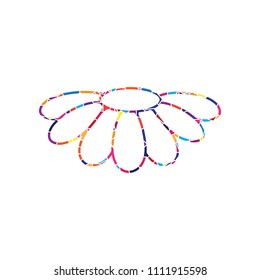 Fower Chamomile sign illustration. Vector. Stained glass icon on white background. Colorful polygons. Isolated.