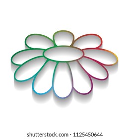 Fower Chamomile sign illustration. Vector. Colorful icon with bright texture of mosaic with soft shadow on white background. Isolated.