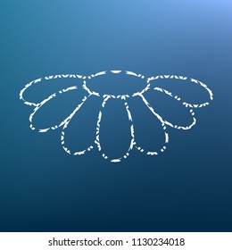 Fower Chamomile sign illustration. Vector. White textured icon at lapis lazuli gradient background.