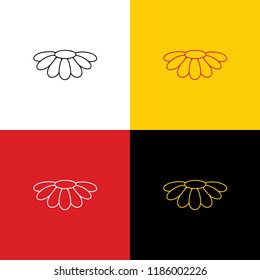 Fower Chamomile sign illustration. Vector. Icons of german flag on corresponding colors as background.