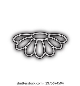 Fower Chamomile sign illustration. Vector. Double contour black icon with soft shadow at white background. Isolated.