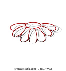 Fower Chamomile sign illustration. Vector. Detachable paper icon with red body stock. Isolated.