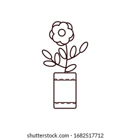 fower inside pot line style icon design, natural floral nature plant ornament garden decoration and botany theme Vector illustration