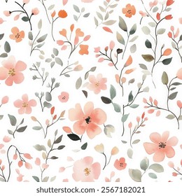 fower watercolor seamless pattern. soft pastel colors water color seamless pattern