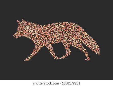 Diseño gráfico de ilustraciones vectoriales abstractas de Fox. Arte de vida silvestre en un fondo oscuro. 