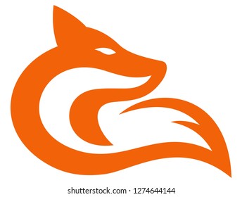 Fox abstract head and tail vector design

