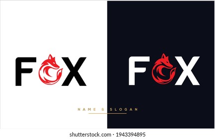 Monograma de diseño de logotipo de resumen FOX