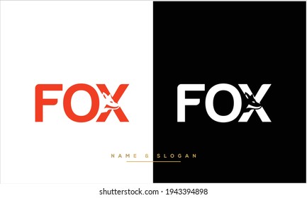 Monograma de diseño de logotipo de resumen FOX