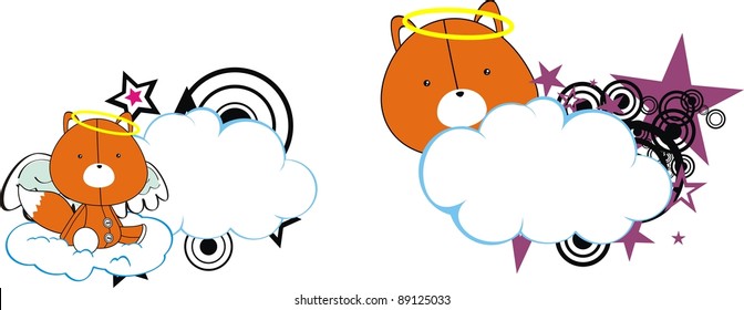 fox angel kid cartoon copysapce in vector format