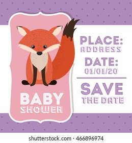 fox animal baby shower card icon vector illustration graphic